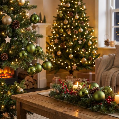 Julkulor av glas grön mix Ø6cm 24 st | Floristik24.se