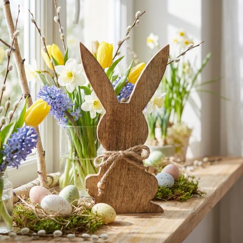 Påskhare i trä, vårdekoration, mangoträ naturfärg H30cm | Floristik24.se
