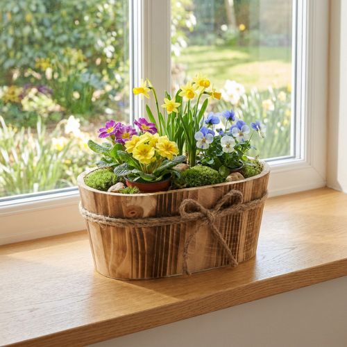 Trädekor Oval dekorativ skål trä Rustik dekoration 23x13x10cm | Floristik24.se