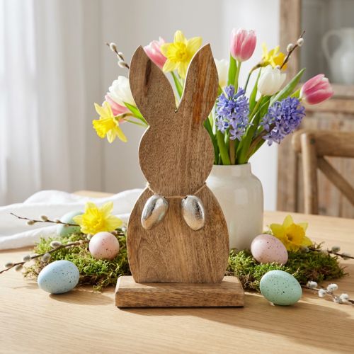 Påskhareträ med metallägg, påskbordsdekoration H31cm | Floristik24.se