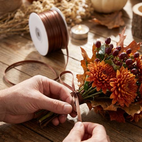 Presentband satinband dekorativt band brunt 3mm × 50m | Floristik24.se