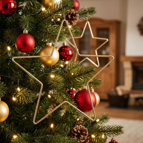 Juldekoration metallstjärna guld dekorativ stjärnhänge 20cm 6 st | Floristik24.se