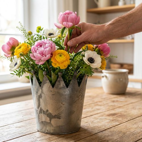 Deco krona antik look grå metalldekoration Ø17,5cm H17,5cm | Floristik24.se