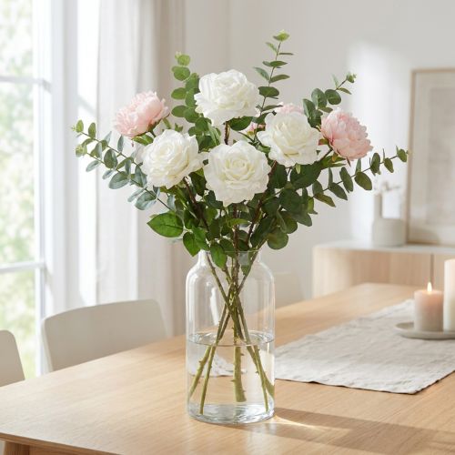 White Rose Fake Rose on Stam Silk Flower Fake Rose L72cm Ø13cm | Floristik24.se