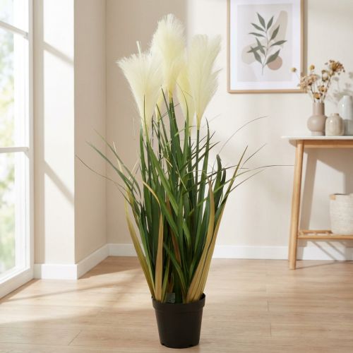 Vass i kruka Konstgjord krukväxt Kräm, Grön 79cm | Floristik24.se