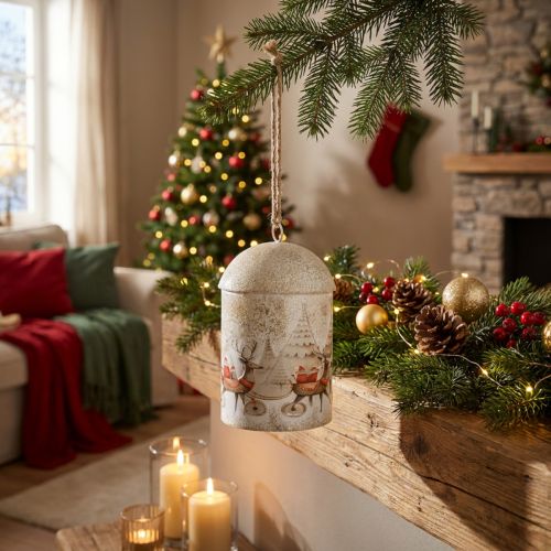 Artikel Klocka med julmotiv för upphängning, 26 cm