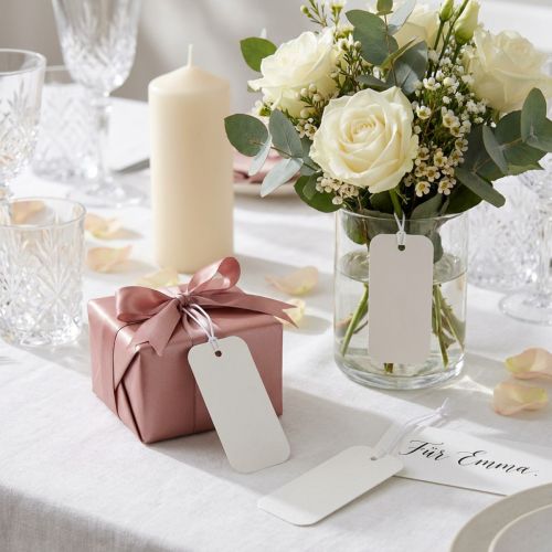 Presentetikett etikettpapper vit 8×3,5cm 100p | Floristik24.se