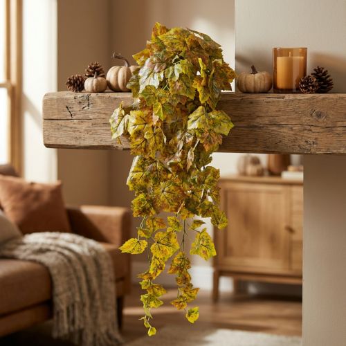 Artikel Konstgjorda vinblad Gul Brun Grön Hängande grenar L95cm