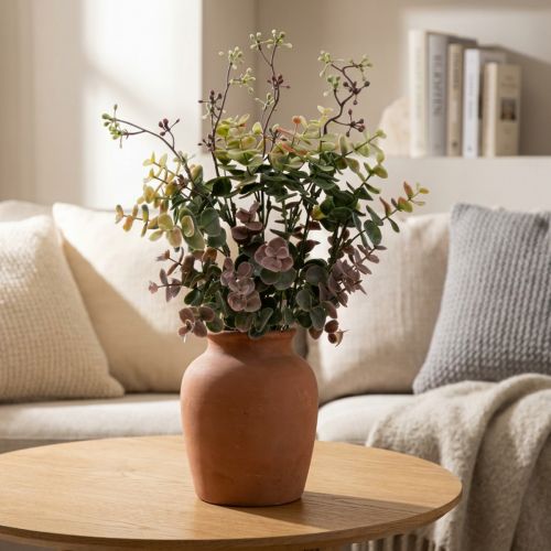 Eucalyptus Bush Artificiell Eucalyptus Grön Röd 39cm | Floristik24.se