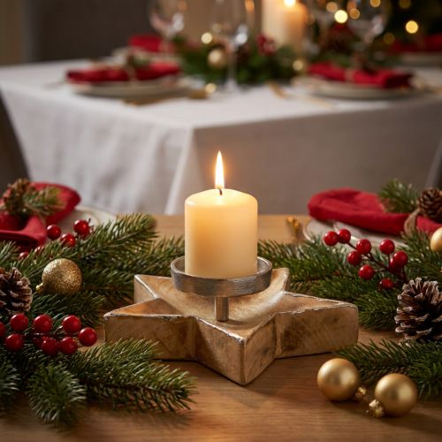 Ljusstake, bordsdekoration jul, ljusstake stjärna H7cm Ø20cm/6,5cm | Floristik24.se