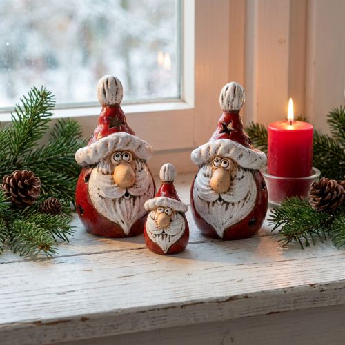 Söt keramisk jultomtefigur, röd och vit, 10cm - perfekt juldekoration - 4 stycken | Floristik24.se