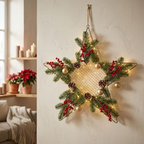 Metal Star Mesh Deco Star Metal Deco Guld Ø57cm | Floristik24.se