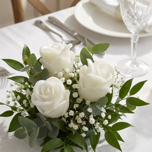 Konstgjorda rosor vita vaxrosor dekorativa rosor vax Ø6cm 18 st | Floristik24.se