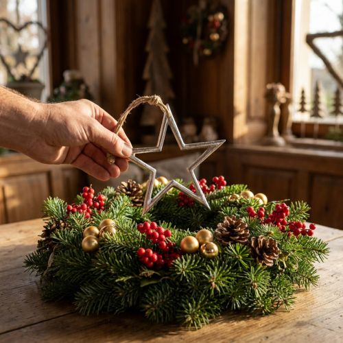 Juldekorationsstjärna, adventsdekoration, stjärnhänge silver B15,5cm | Floristik24.se