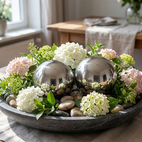 Dekorkulor rostfritt stål Ø11cm 2 st | Floristik24.se