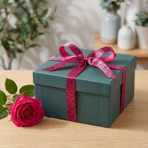 Artikel Dekorativt band med leopardmönster, rosa, 15mm x 18m