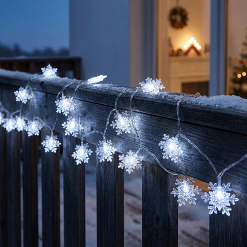 Artikel LED krans snöflingor utomhus kall vit 24 LED 460cm