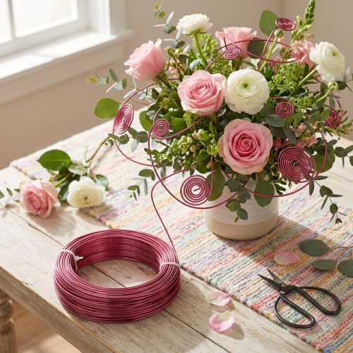 Aluminiumtråd Ø2mm 500g, 60m Rosa - Flexibel och mångsidig för DIY-smycken, hantverk och dekoration | Floristik24.se