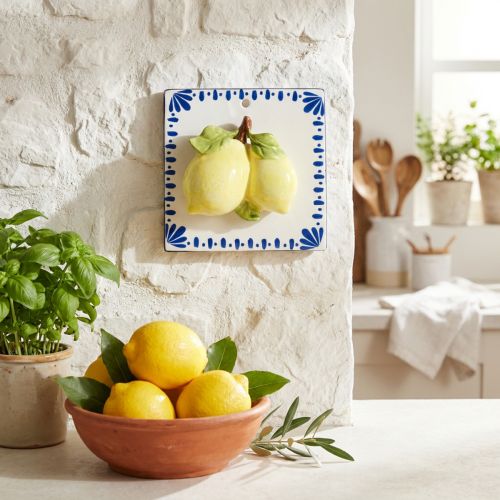 Väggdekoration citron keramiskt kakel köksdekoration 15×15cm | Floristik24.se