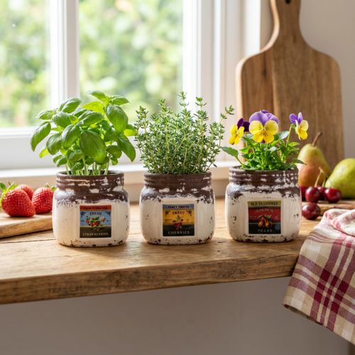 Artikel Cachepot keramisk köksdekoration syltkruka 7×7,5cm 3st