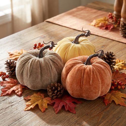 Pumpa dekoration höst gul brun orange Ø13cm H11,5cm 3 st | Floristik24.se