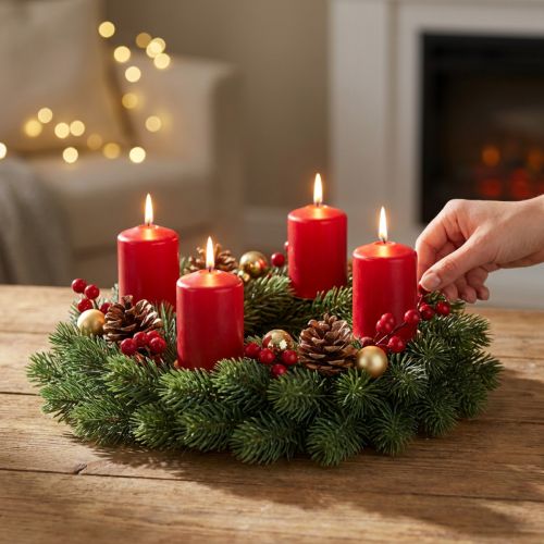 Konstgjord grankrans, grön, Ø30cm - Juldekoration, dörrkrans, adventskrans, borddekoration, lättskött | Floristik24.se