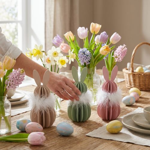 Påskhare bordsdekoration trähare färgad 5,5×15cm 3 st | Floristik24.se