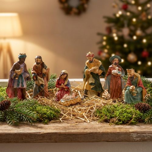 Födelsefödelsefigurer handmålade 2cm - 9cm 7st | Floristik24.se