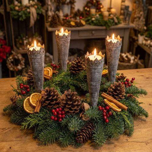 Ljusstake värmeljus antik Ø5cm H24cm 4st | Floristik24.se