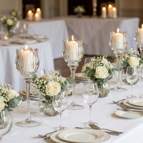 Artikel Glasblomsljusstake för elegant bordsdekoration, evenemang och bröllop, 22 cm