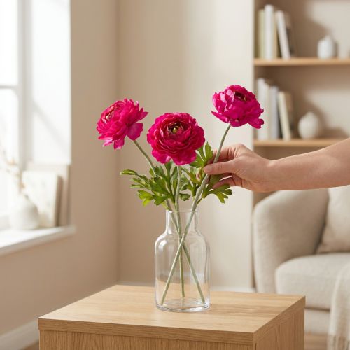 Konstgjord ranunkel som en enda blomma för tidlös och mångsidig inredning, 51 cm, 3 stycken | Floristik24.se