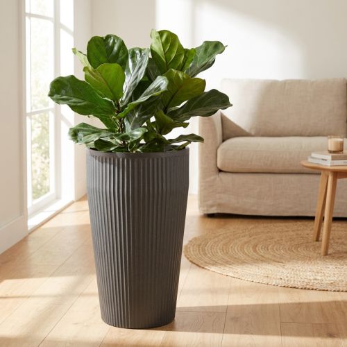 Golvvas plastplanter antracit Ø28cm H46,5cm | Floristik24.se