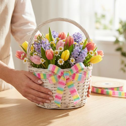 Presentband frotté dekorativt band färgglada ränder 10mm 10m | Floristik24.se