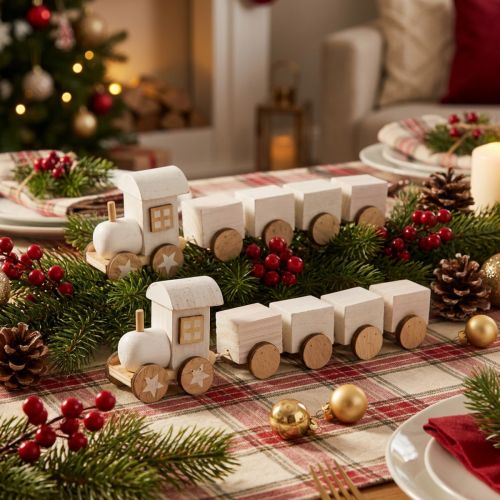 Trätåg deco jultåg vit L20cm H6cm 2st | Floristik24.se