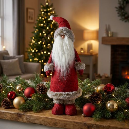 Dekoration Jultomten stående Dekorationsfigur Jultomten Röd H41cm | Floristik24.se
