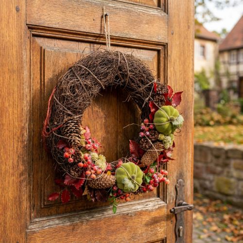 Mörkbrun vinrankrans, Ø35 cm, naturlig krans, dörrkrans, väggdekoration, dekorativ träkrans, vårkrans, adventskrans, höstkrans | Floristik24.se