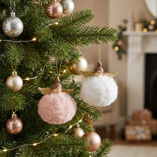 Julgransdekoration Julängel rosa vit H8cm 2st | Floristik24.se