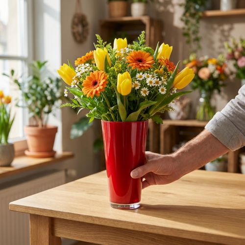 Artikel Vas “Fizzy” Ø13,5cm H20cm röd 1 st
