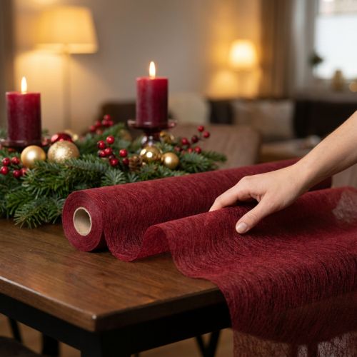 Artikel Dekovlies bordslöpare fleece bordslöpare röd vinröd 23cm 25m