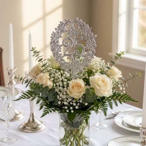 Jubileumsnummer 25 silver Ø8cm 10st | Floristik24.se