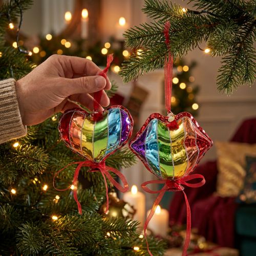 Festlig glasdekoration hjärtformad kyss jul | Floristik24.se
