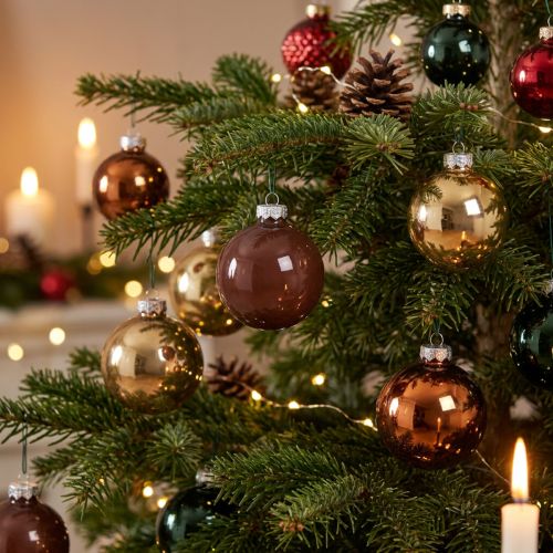Julgranskulor guldbruna mix glaskulor Ø5cm 24 st | Floristik24.se