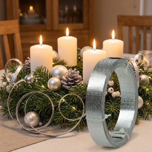 Plattband av aluminiumtråd, matt silver, 20 mm x 5 m - dekorativt band, pyssel, gör-det-själv | Floristik24.se