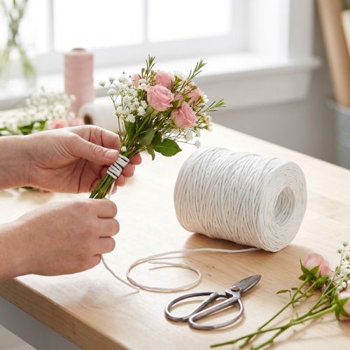 Artikel Pappertråd vit pappersomslagstråd 0,4mm 205m