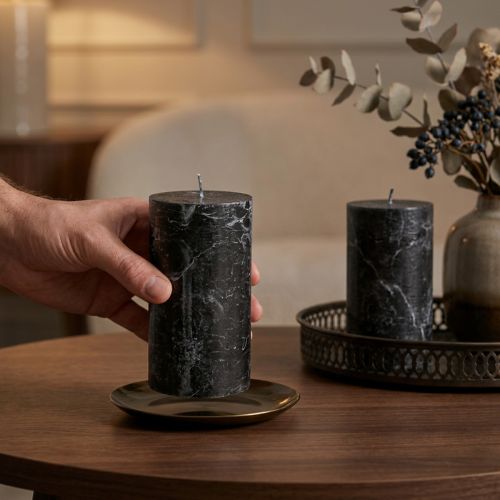 Svarta blockljus 85×150 mm 2 st, genomfärgade, eleganta för dekoration och stämning | Floristik24.se