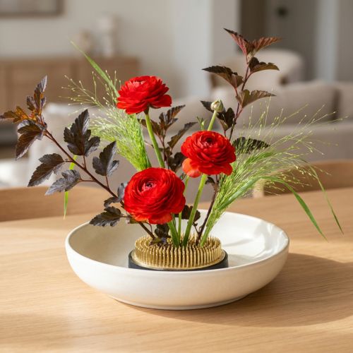 Rund mässingsblommig igelkott för blomsterarrangemang och ikebana | Floristik24.se