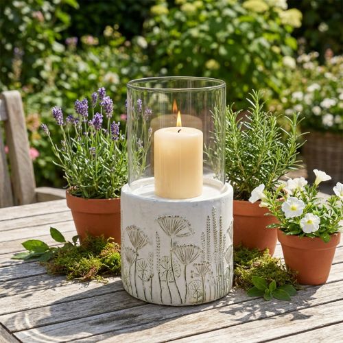 Ljusstake lykta glas med sockel Ø17cm H32cm | Floristik24.se