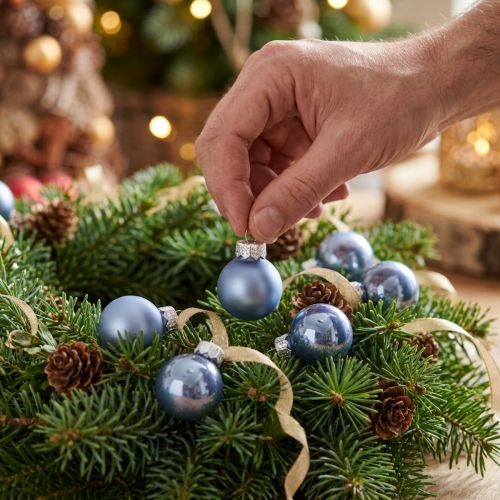 Mini julkulor glas blå matt/blank Ø2cm 44 st | Floristik24.se