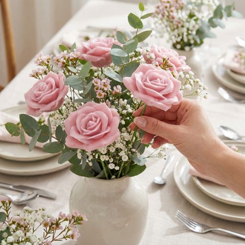 Vaxrosor dekorativa rosor vaxrosa Ø8cm 12 st | Floristik24.se