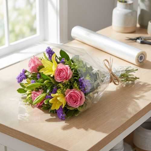 Blomdekorationsfolie blomfolie klar 50cm x 1000m | Floristik24.se